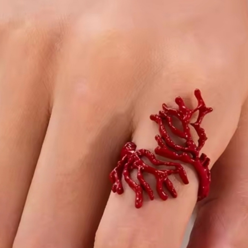 Zara Red Coral Ring • Adjustable • NWOT